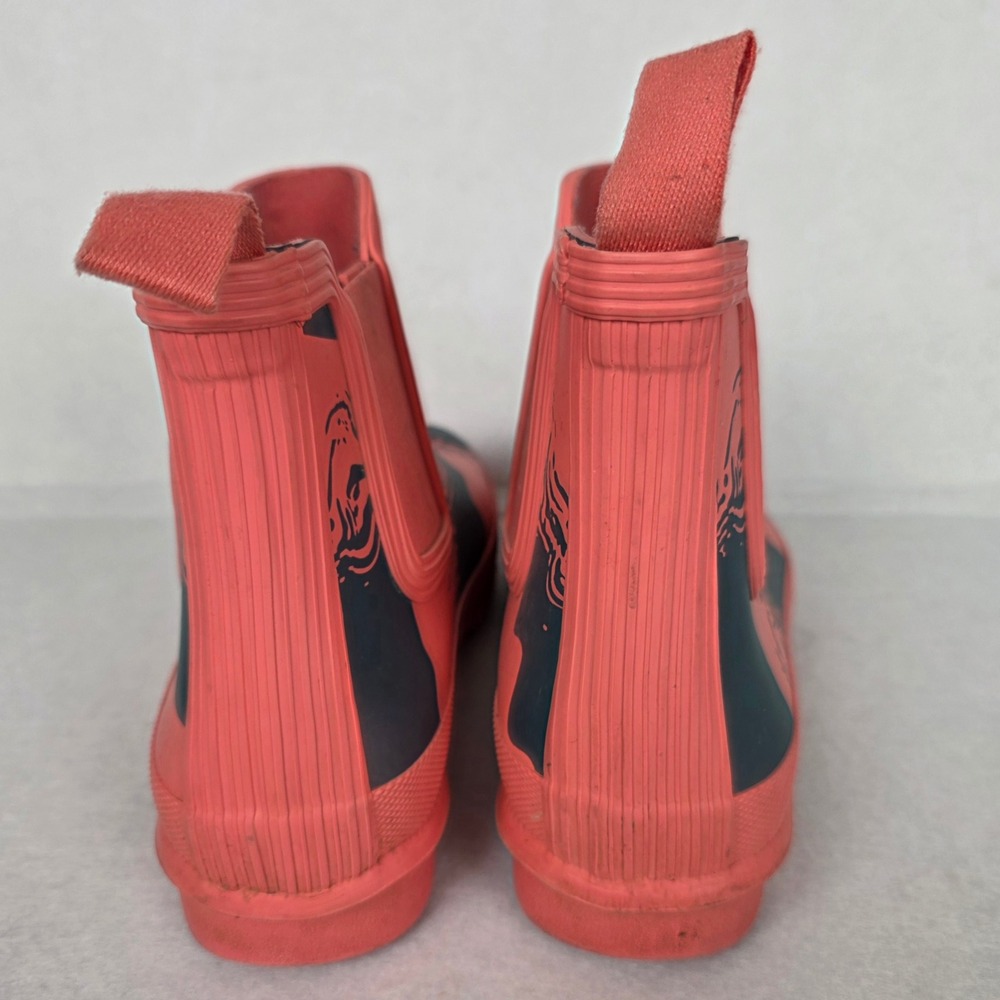 Hunter Original Chelsea Rain Boots Coral Pink Black Marble Print Womens Size 8 - Picture 4 of 8
